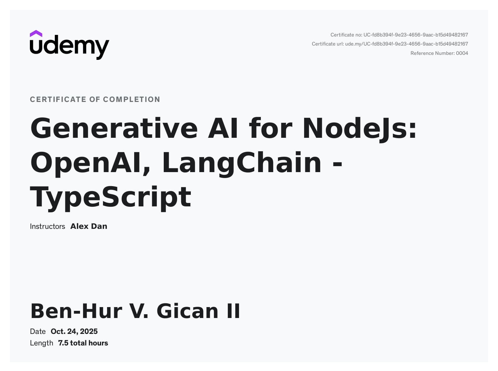 Generative AI for NodeJs: OpenAI, LangChain - TypeScript